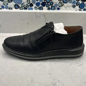 Giuseppe Zanotti  Costner Black Embossed Leather  Side Zip Shoes 42.5 = 9.5 GIUSEPPE ZANOTTI High Top Leather Lace-Up Sneakers All Black  main image 3